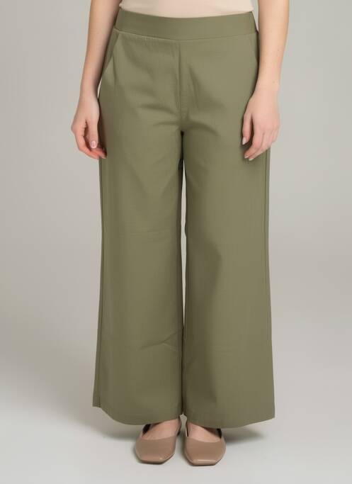 Pantalon drept talie elastică verde MORE & MORE femme