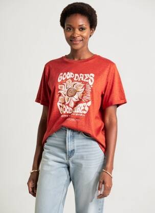 Tricou croială dreaptă mâneci scurte portocaliu GARCIA femme