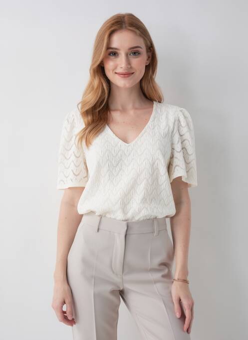 Top elasticitate mâneci scurte alb GARCIA femme
