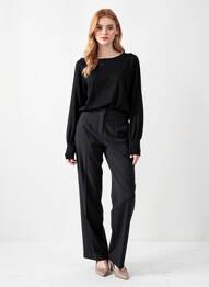 Pulover croială cambrată mâneci lungi negru MORE & MORE femme
