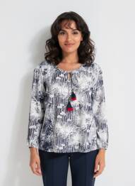 Tunică mâneci lungi imprimeu fantezie albastru ORIENTIQUE NATURALLY femme