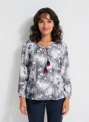 Tunică mâneci lungi imprimeu fantezie albastru ORIENTIQUE NATURALLY femme