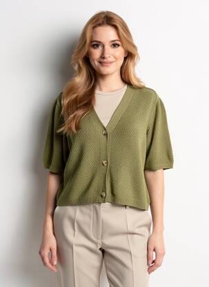 Vestă cu mâneci scurte croială dreaptă verde MORE & MORE femeie