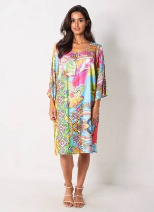 Rochie midi mâneci 3/4 mâneci 3/4 roz ORIENTIQUE NATURALLY femme