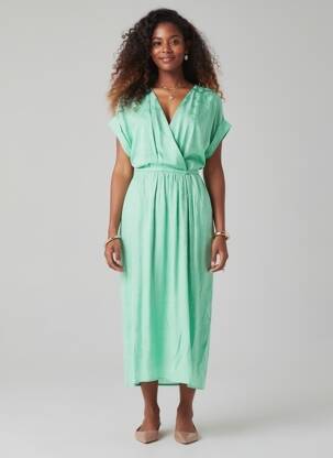 Rochie lungă mâneci scurte mâneci scurte verde SUNCOO femeie