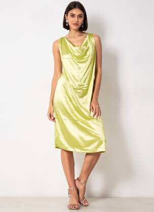 Rochie midi croială fluidă fără mâneci verde PAOLA TIENFORTI femeie