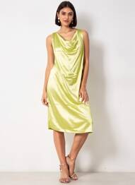 Rochie midi croială fluidă fără mâneci verde PAOLA TIENFORTI femme