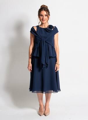 Rochie midi croială fluidă fără mâneci albastru FASHION NEW YORK femeie