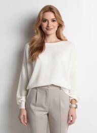 Pulover elasticitate mâneci lungi bej ORFEO femme