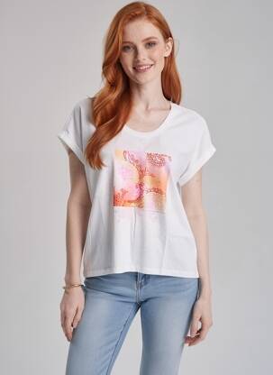 Tricou croială dreaptă mâneci scurte bej SUNCOO femeie