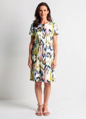 Rochie midi imprimeu fantezie mâneci scurte verde GERRY WEBER femeie