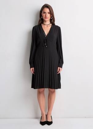 Rochie midi mâneci lungi mâneci lungi negru LUI JO femeie