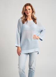 Pulover țesătură melanj mâneci 3/4 albastru GERRY WEBER femme