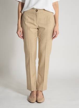 Pantalon drept talie cu cleme mărime normală bej JUMFIL femeie