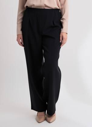Pantalon drept țesătură crep talie înaltă negru JUMFIL femeie