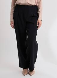 Pantalon drept țesătură crep talie înaltă negru JUMFIL femme