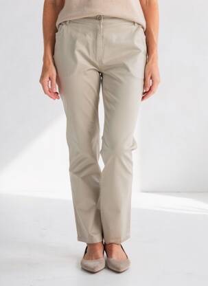 Pantalon slim țesătură acoperită mărime normală bej LAUREN VIDAL femeie