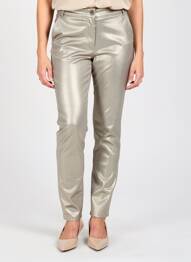 Pantalon slim țesătură acoperită mărime normală gri LAUREN VIDAL femme
