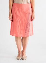 Fustă midi talie cu cleme portocaliu AURA BY FIGURE LIBRE femme