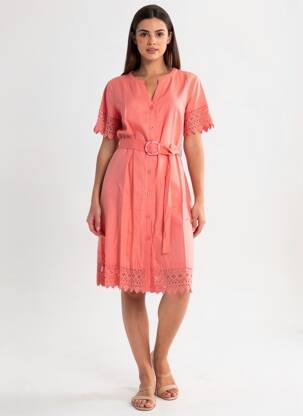 Rochie midi mâneci scurte mâneci scurte roz AURA BY FIGURE LIBRE femeie