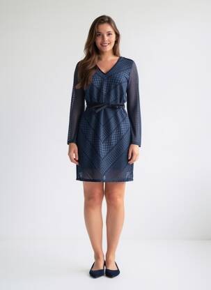 Rochie scurtă mâneci lungi mâneci lungi albastru VOODOO femeie
