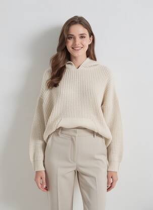 Pulover elasticitate mâneci lungi bej QUATTRO femeie