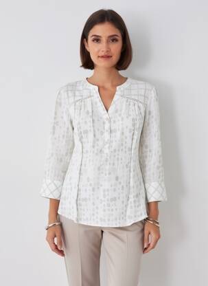 Bluză țesătură poplin mâneci 3/4 alb AURA BY FIGURE LIBRE femeie
