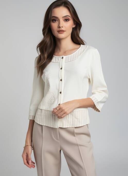 Vestă cu mâneci lungi mâneci 3/4 bej AURA BY FIGURE LIBRE femme