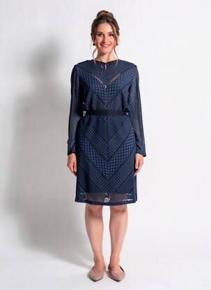 Rochie midi mâneci lungi mâneci lungi albastru VOODOO femeie
