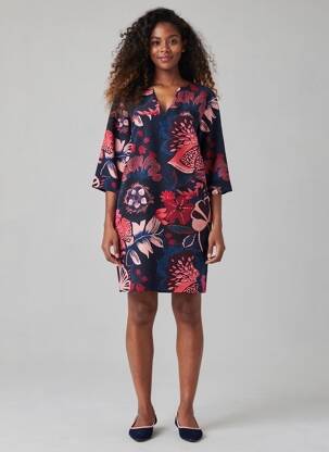 Rochie scurtă mâneci 3/4 mâneci 3/4 albastru VOODOO femeie