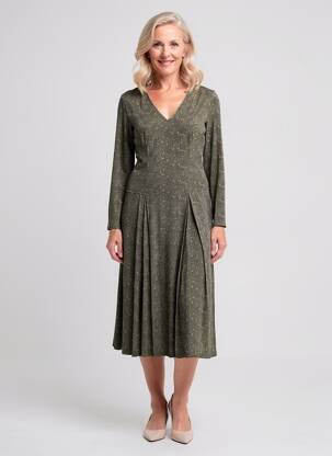 Rochie midi mâneci lungi mâneci lungi verde VOODOO femeie