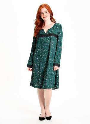 Rochie midi imprimeu floral mâneci lungi verde VODRICH femeie