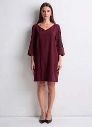 Rochie scurtă mâneci 3/4 mâneci 3/4 violet VOODOO femme