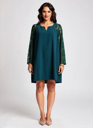 Rochie scurtă mâneci lungi mâneci lungi verde VOODOO femeie