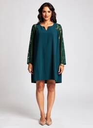 Rochie scurtă mâneci lungi mâneci lungi verde VOODOO femme