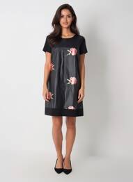 Rochie scurtă închidere cu fermoar la spate mâneci scurte negru VOODOO femme
