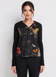 Pulover croială cambrată mâneci lungi negru VOODOO femme