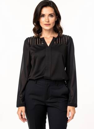 Top țesătură crep mâneci lungi negru VOODOO femeie