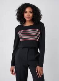 Pulover croială cambrată mâneci lungi negru VOODOO femme