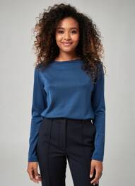 Pulover croială cambrată mâneci lungi albastru QUATTRO femme