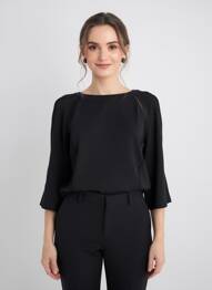 Top elasticitate mâneci 3/4 negru VOODOO femme