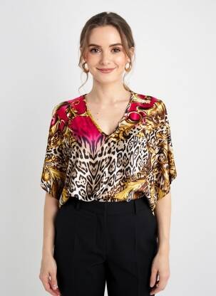 Tricou guler în v mâneci scurte galben QUATTRO femeie