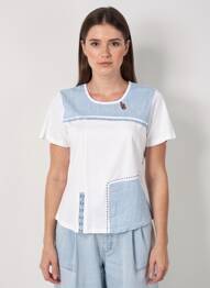 Tricou elasticitate mâneci scurte albastru AURA BY FIGURE LIBRE femme