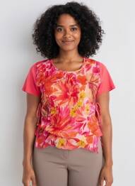 Top elasticitate mâneci scurte roșu AURA BY FIGURE LIBRE femme