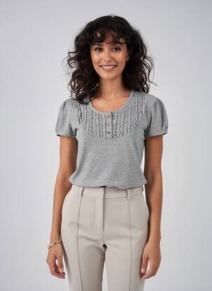 Tricou elasticitate mâneci scurte gri GRIFFON femme