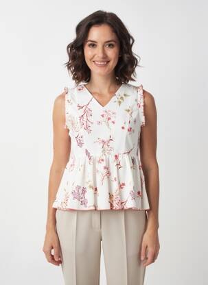 Top țesătură crep fără mâneci bej AURA BY FIGURE LIBRE femeie