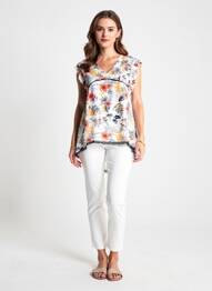 Tunică mâneci scurte țesătură crep albastru AURA BY FIGURE LIBRE femme