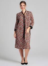 Rochie midi croială fluidă mâneci lungi portocaliu VOODOO femme