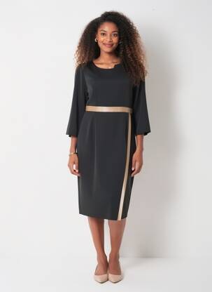 Rochie midi mâneci lungi mâneci lungi negru JUMFIL femeie