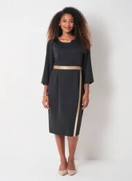 Rochie midi mâneci lungi mâneci lungi negru JUMFIL femme